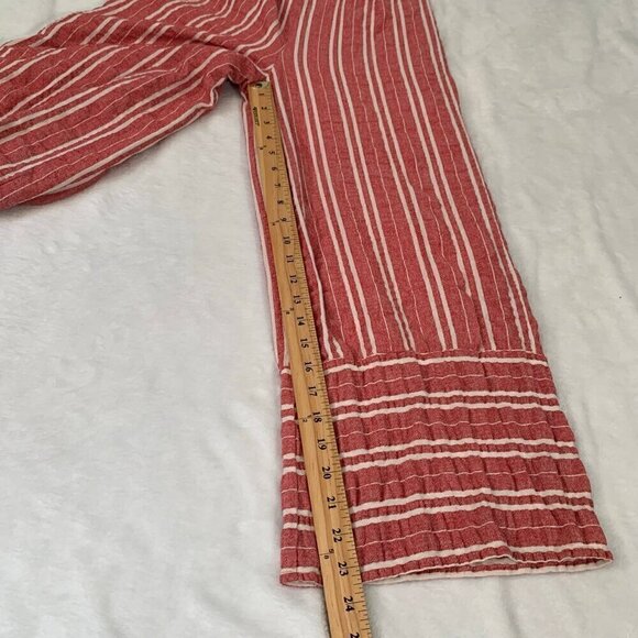 Anthropologie ett:twa red white striped gauzy crop length cotton blend jumpsuit - Picture 11 of 12